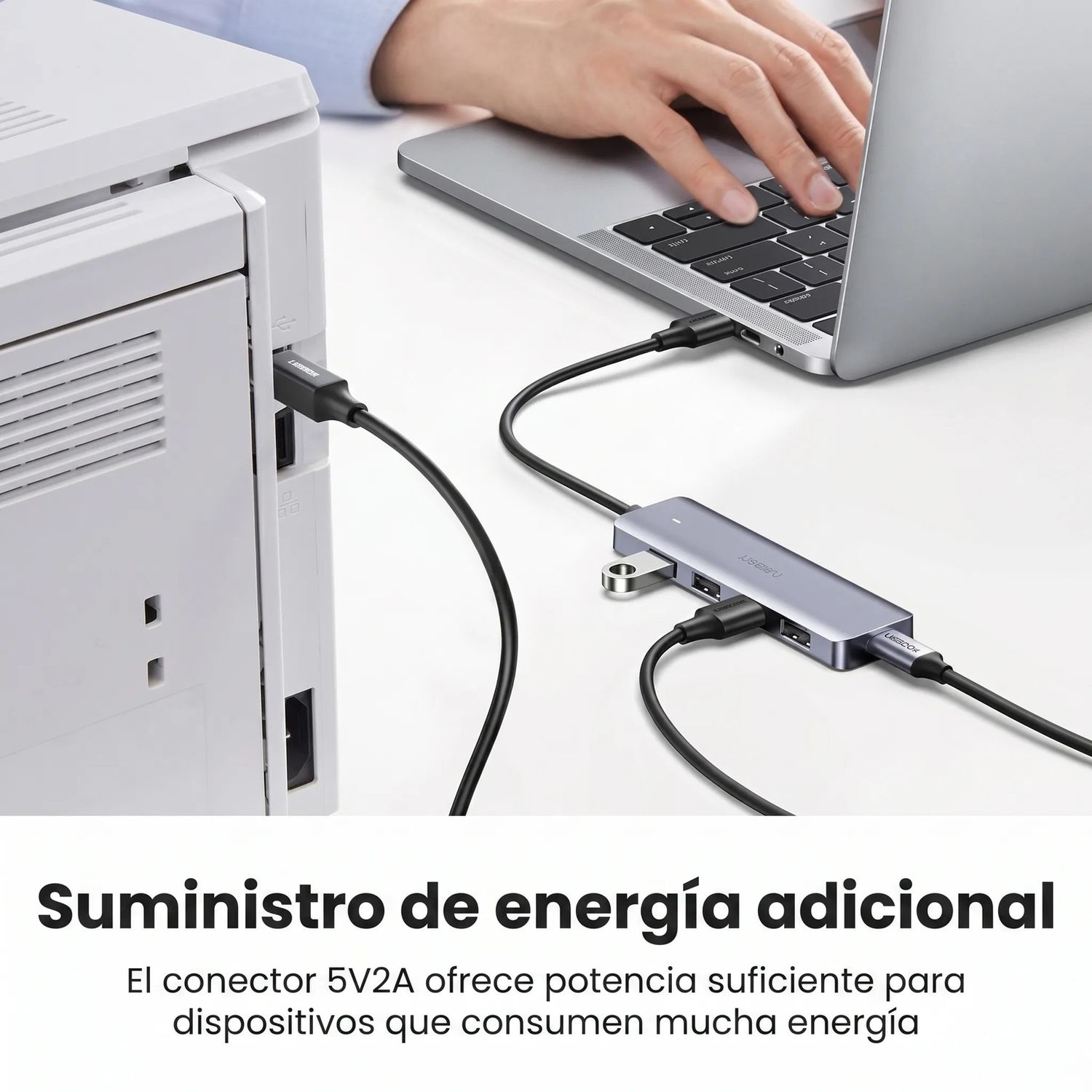 HUB UGREEN USB 3.0 DE 4 PUERTOS 5GBPS CON ALIMENTACIÓN MICRO USB - 3