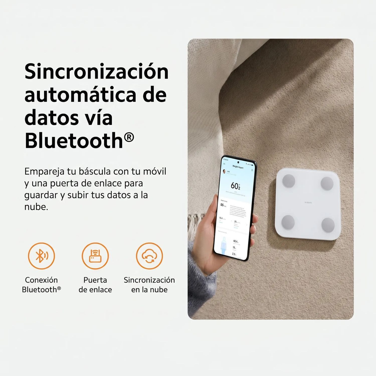 BALANZA INTELIGENTE XIAOMI S400 25 INDICADORES SALUD BLUETOOTH 5.0 HASTA 125KG APP - 5