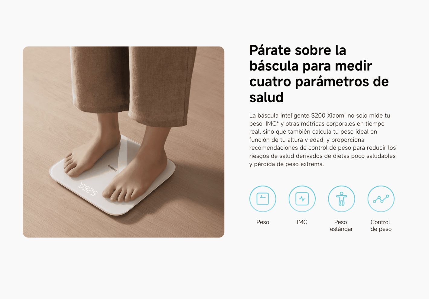 BALANZA DIGITAL XIAOMI SMART SCALE S200 CONTROL PRECISO BLUETOOTH 150KG - 5