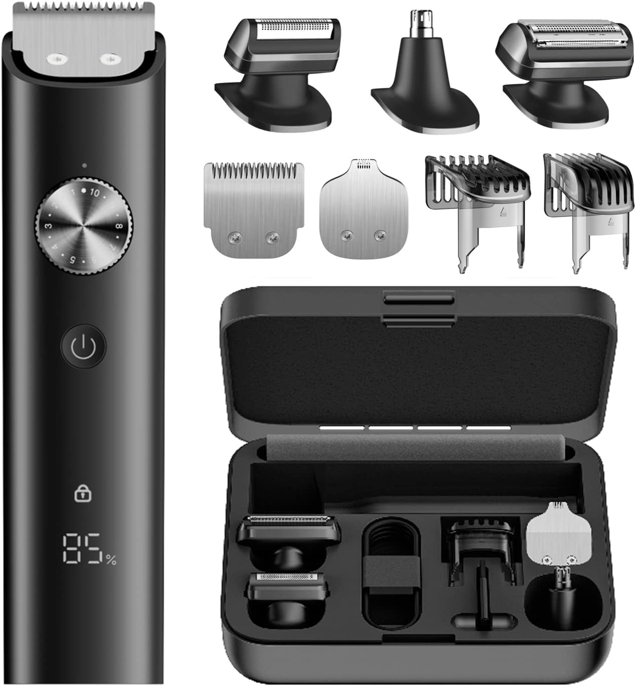 KIT AFEITADORA ELECTRICA XIAOMI GROOMING PRO LAVABLE MÚLTIPLES CABEZALES NEGRO MATE - 1