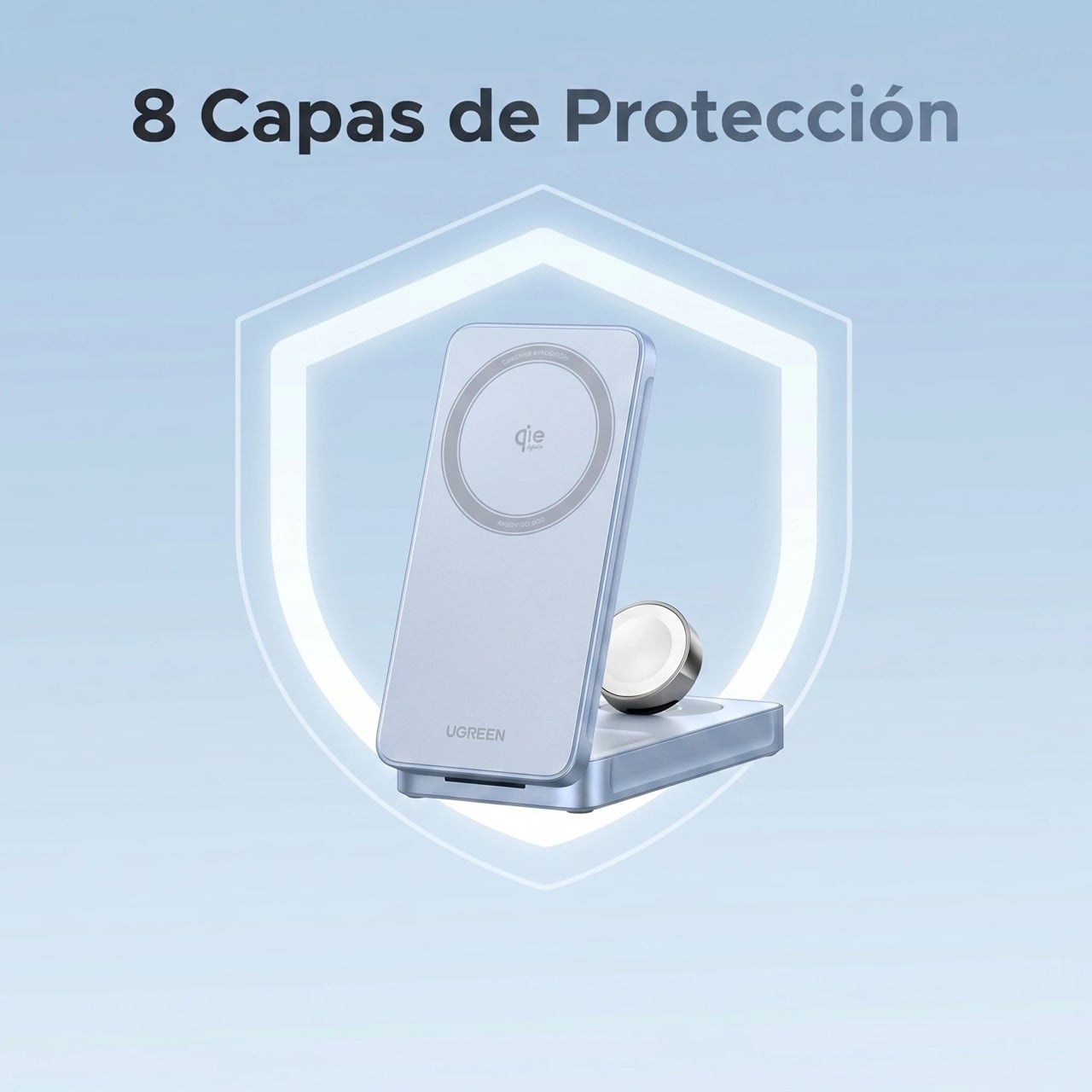 Cargador Inalámbrico UGREEN MagFlow Qi2 25W 3 en 1 Para iPhone Apple Watch AirPods - 4