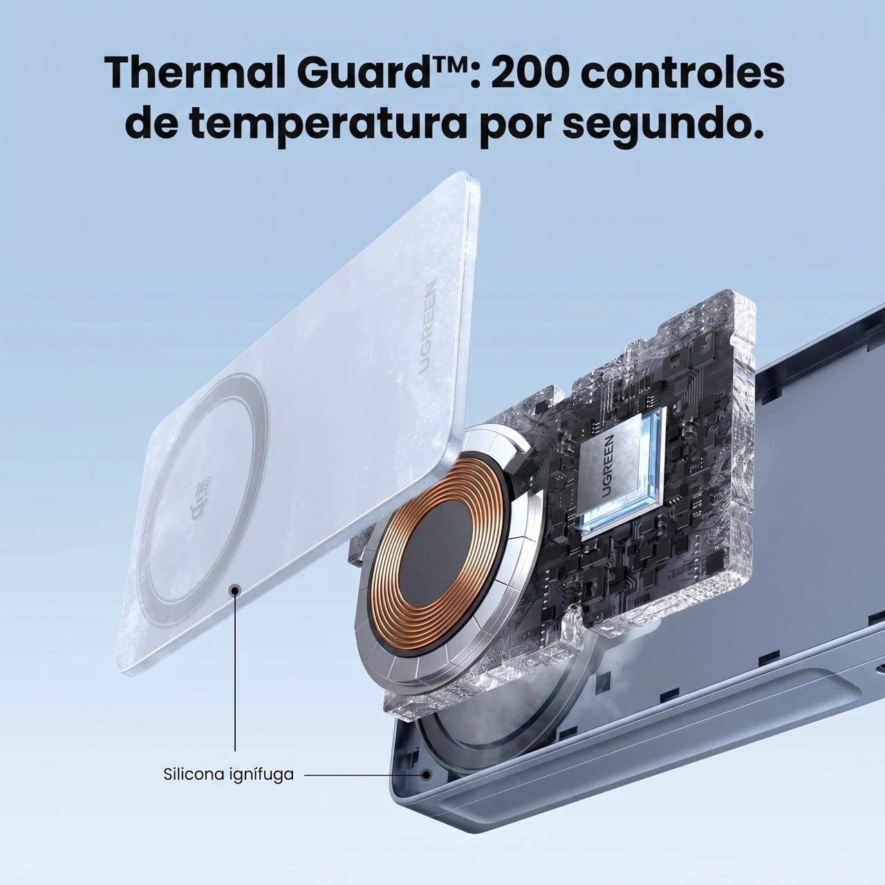 Cargador Inalámbrico UGREEN MagFlow Qi2 25W 3 en 1 Para iPhone Apple Watch AirPods - 5