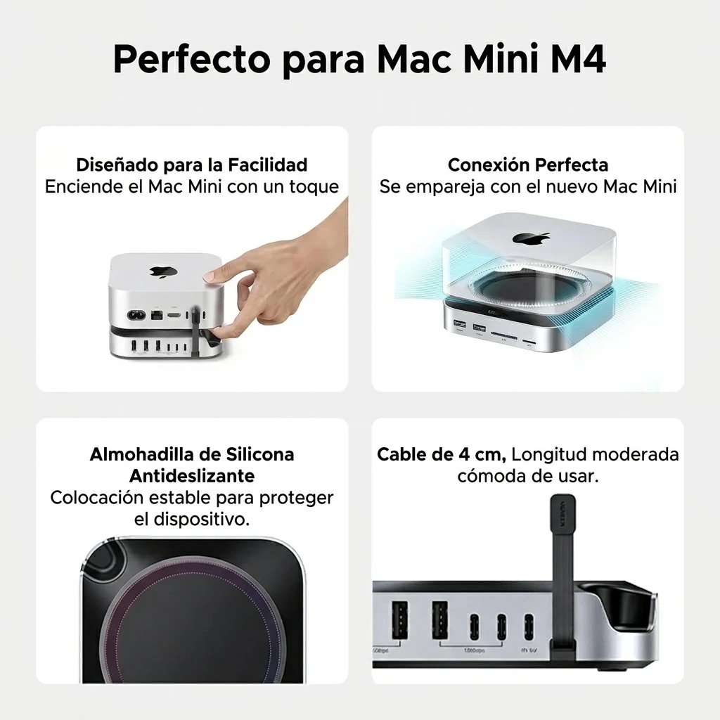 BASE DOCK UGREEN PARA MAC MINI M4/M4 PRO 11 EN 1 SSD NVME 8TB 10GBPS - 4