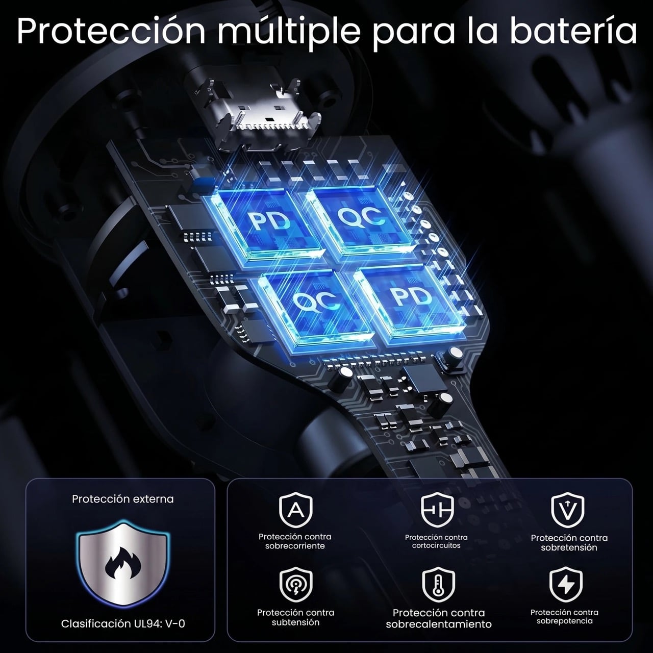 CARGADOR AUTO UGREEN 130W 2 USB-C 1 USB-A CARGA RÁPIDA PD 3.0 QC 4.0 NEGRO - 3