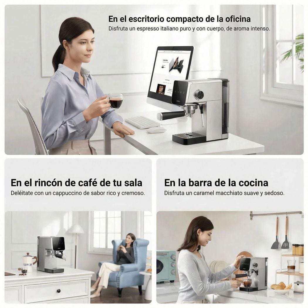 CAFETERA ESPRESSO XIAOMI SEMI-AUTOMATIC ESPRESSO MACHINE 20 BAR ESPUMADOR DE LECHE TANQUE 0.9L ACERO INOXIDABLE - 8