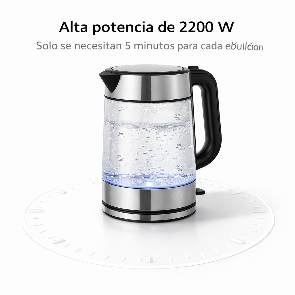 HERVIDOR ELÉCTRICO XIAOMI ELECTRIC GLASS KETTLE 1.7L 2200W VIDRIO DE BOROSILICATO - 7