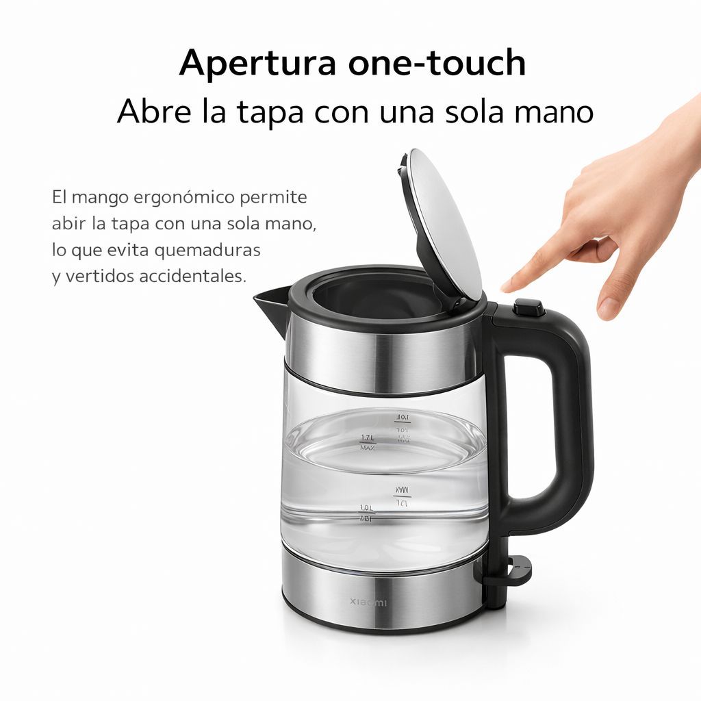 HERVIDOR ELÉCTRICO XIAOMI ELECTRIC GLASS KETTLE 1.7L 2200W VIDRIO DE BOROSILICATO - 8