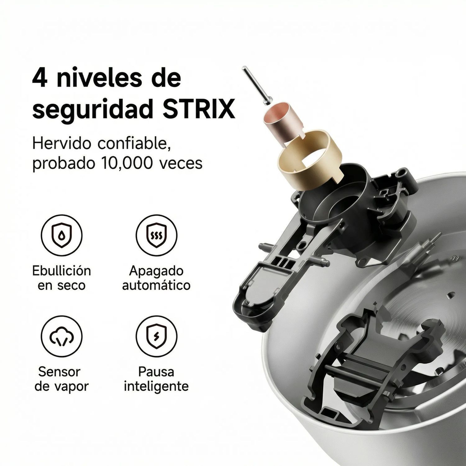 HERVIDOR ELÉCTRICO XIAOMI DOUBLE WALL ELECTRIC KETTLE 1.7L 1800W ACERO INOXIDABLE 316L PLATEADO - 2