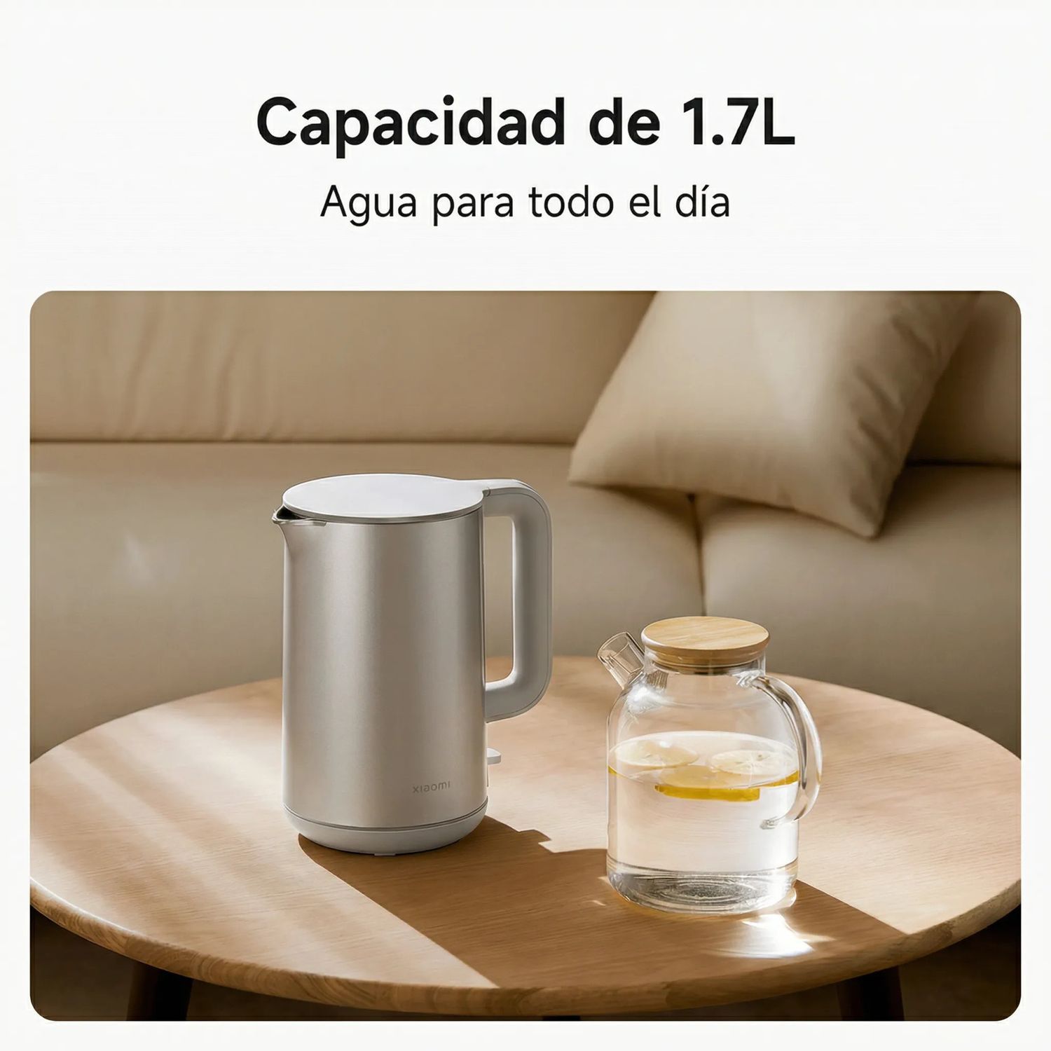 HERVIDOR ELÉCTRICO XIAOMI DOUBLE WALL ELECTRIC KETTLE 1.7L 1800W ACERO INOXIDABLE 316L PLATEADO - 3