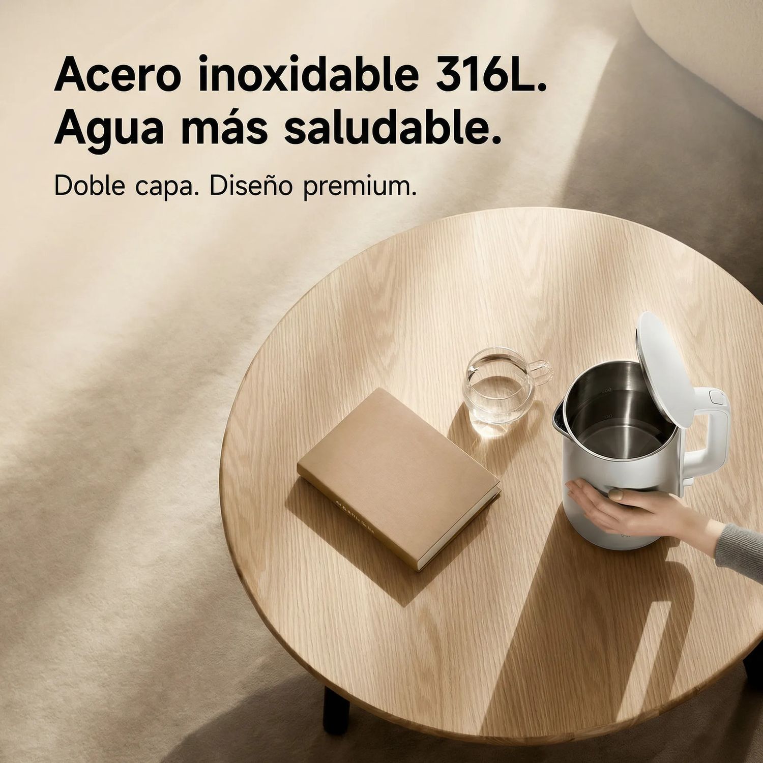 HERVIDOR ELÉCTRICO XIAOMI DOUBLE WALL ELECTRIC KETTLE 1.7L 1800W ACERO INOXIDABLE 316L PLATEADO - 4