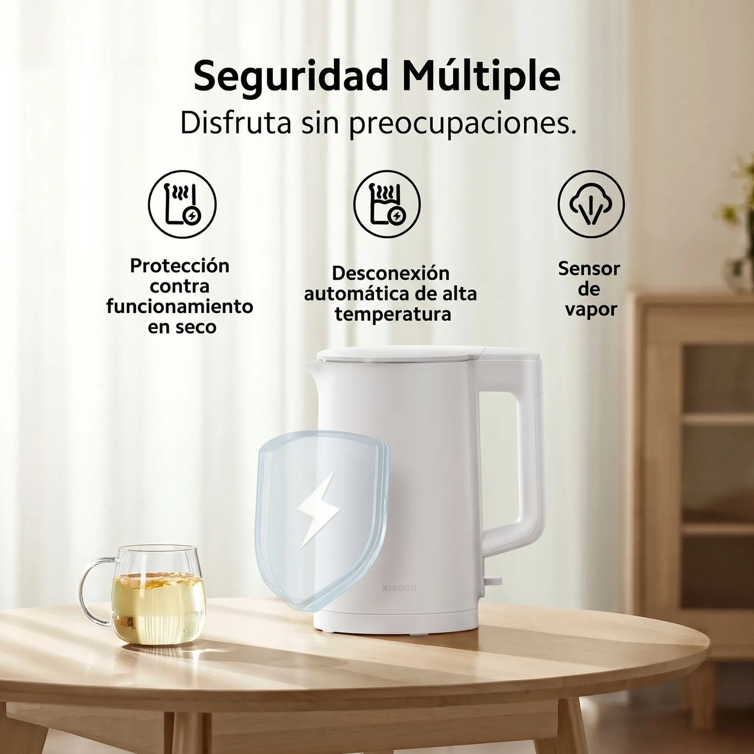 HERVIDOR ELÉCTRICO XIAOMI ELECTRIC KETTLE 2 LITE 1.5L 1500W ACERO INOXIDABLE BLANCO - 3