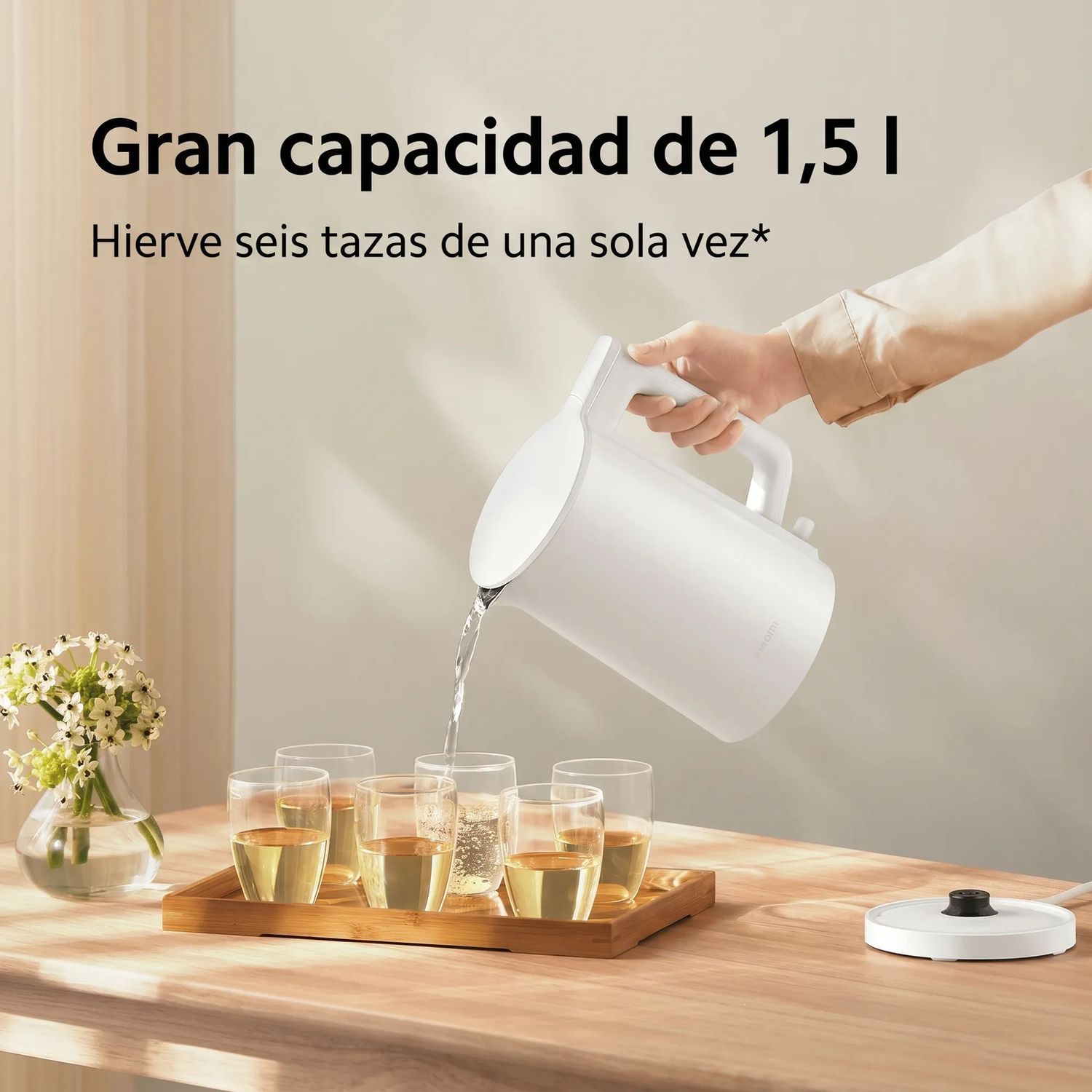 HERVIDOR ELÉCTRICO XIAOMI ELECTRIC KETTLE 2 LITE 1.5L 1500W ACERO INOXIDABLE BLANCO - 6