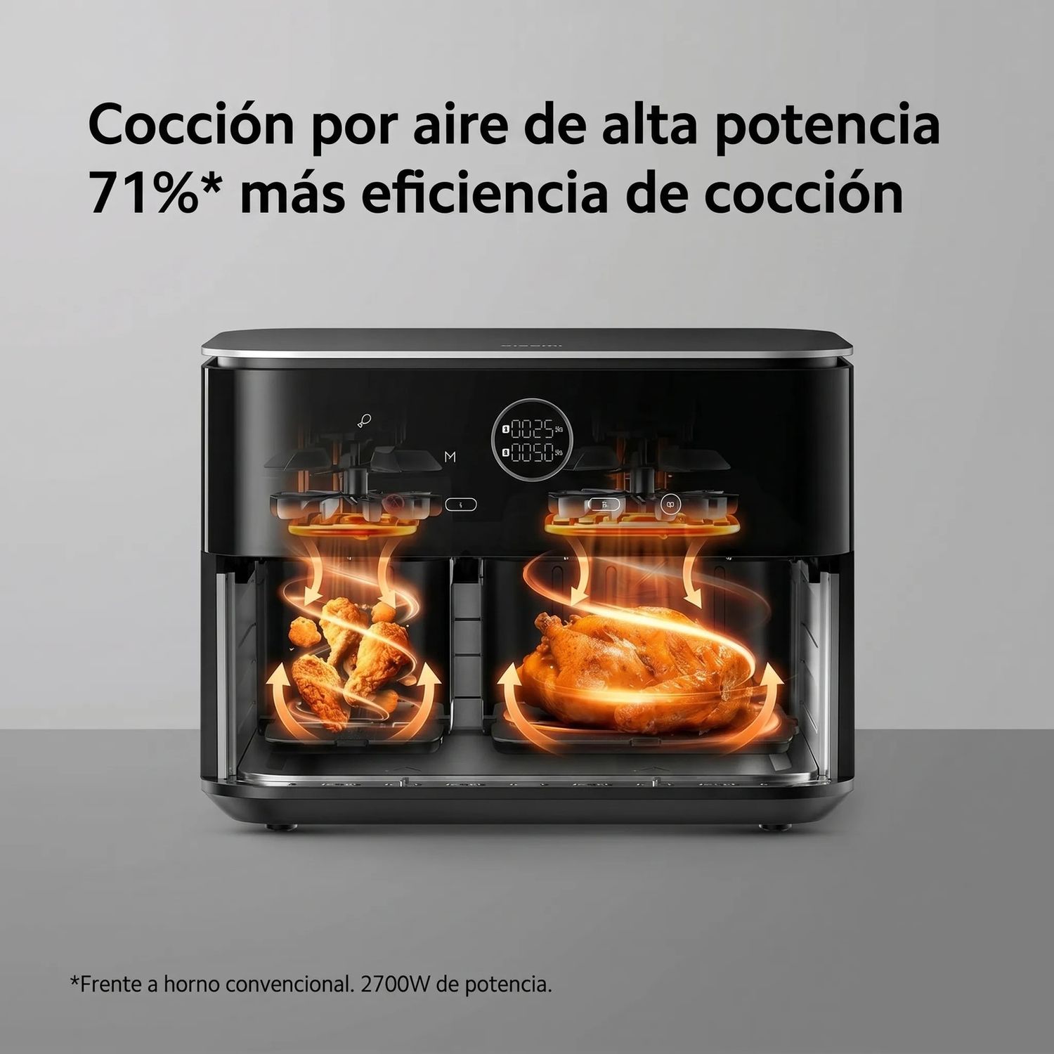 FREIDORA DE AIRE XIAOMI 10L 2700W DOBLE CANASTILLA 9 PROGRAMAS NEGRO - 5