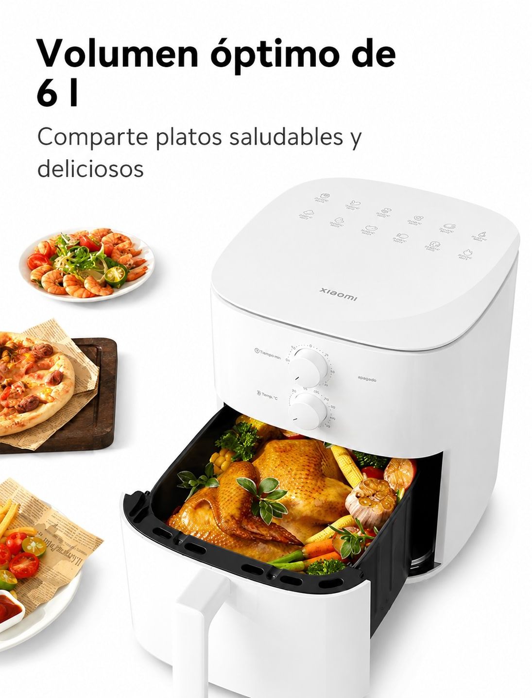FREIDORA DE AIRE XIAOMI 6L 1550W TEMPERATURA REGULABLE 80 A 200 °C BLANCO - 5
