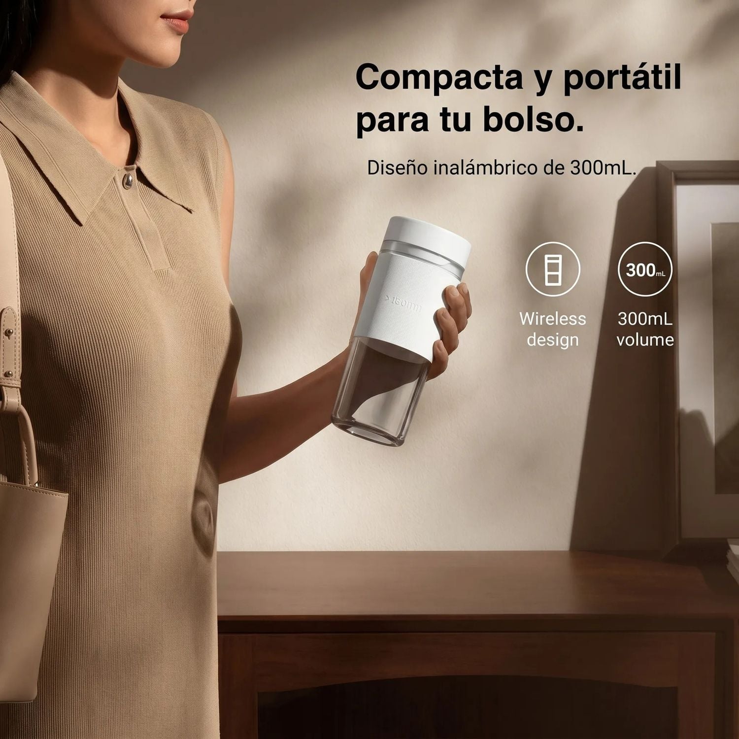 LICUADORA PORTÁTIL XIAOMI MIJIA JUICING CUP 2 300ML 45W RECARGABLE USB-C BLANCO - 4