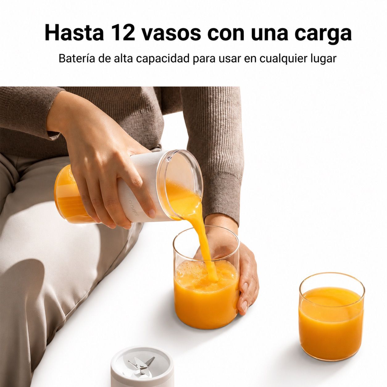 LICUADORA PORTÁTIL XIAOMI MIJIA JUICING CUP 2 300ML 45W RECARGABLE USB-C BLANCO - 6
