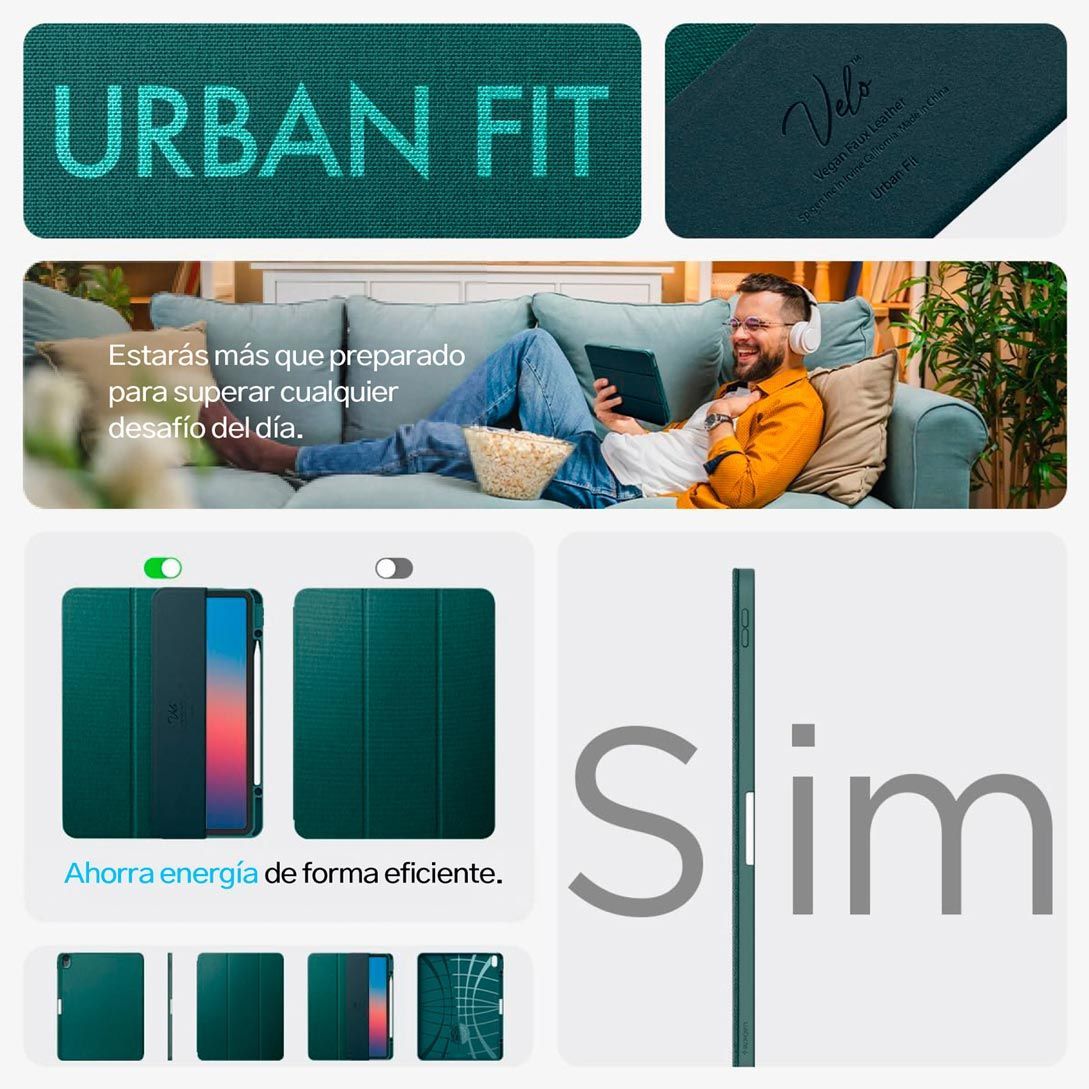 CASE IPAD AIR 13 M3 M2 SPIGEN URBAN FIT PREMIUM VERDE - 3