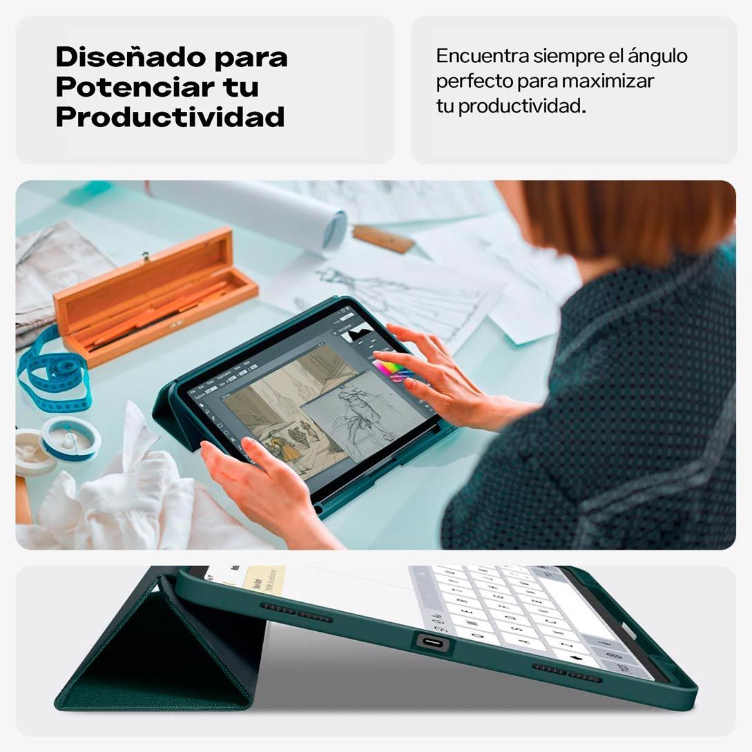 CASE IPAD AIR 13 M3 M2 SPIGEN URBAN FIT PREMIUM VERDE - 5