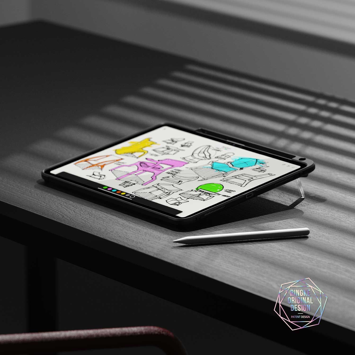 CASE IPAD PRO 13 M5 M4 RINGKE FUSION SKETCH SOPORTE ANTIAMARILLEO PORTALAPIZ - 2