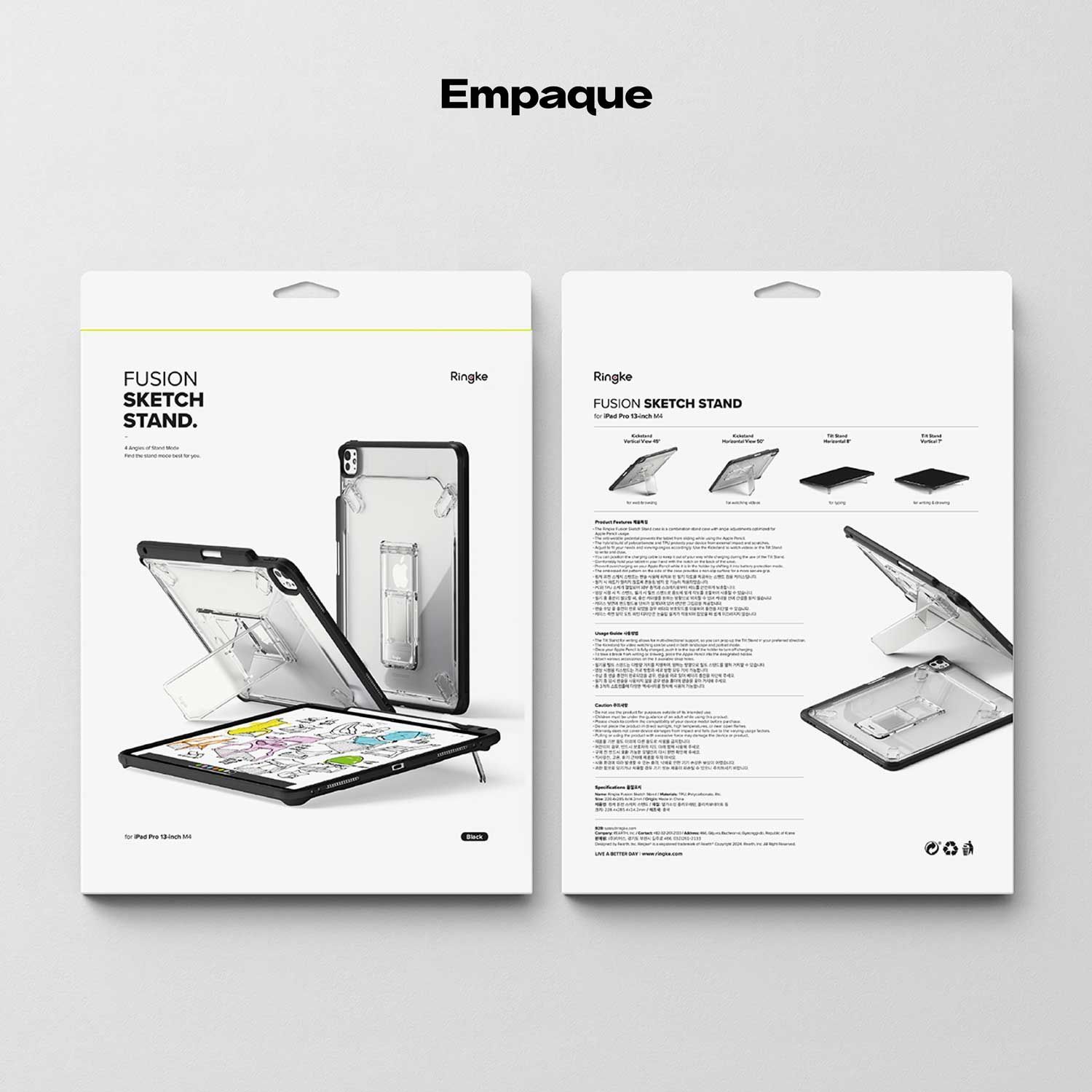 CASE IPAD PRO 13 M5 M4 RINGKE FUSION SKETCH SOPORTE ANTIAMARILLEO PORTALAPIZ - 8