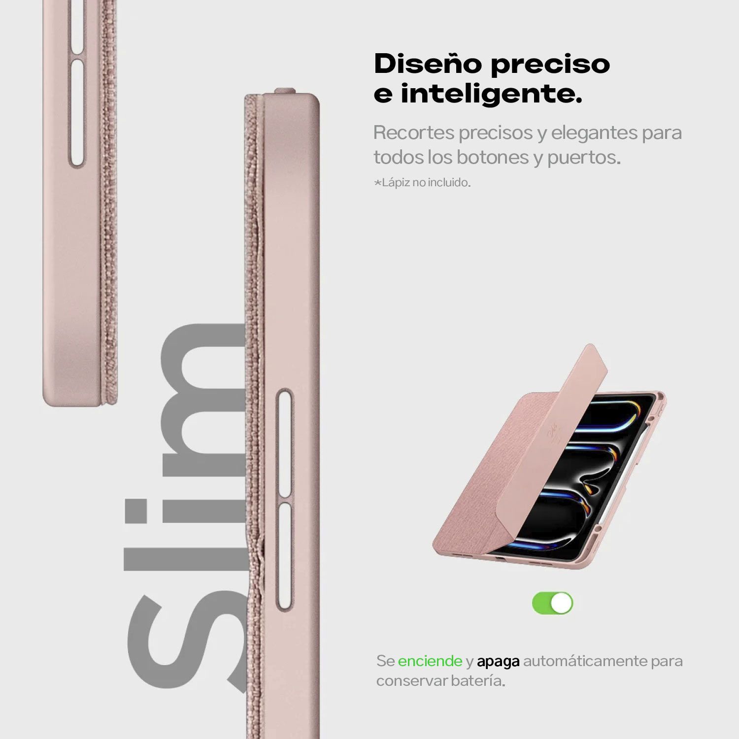 CASE IPAD PRO 11 M5 M4 SPIGEN URBAN FIT SMART PREMIUM ROSADO - 3