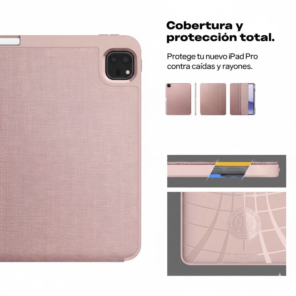 CASE IPAD PRO 11 M5 M4 SPIGEN URBAN FIT SMART PREMIUM ROSADO - 5
