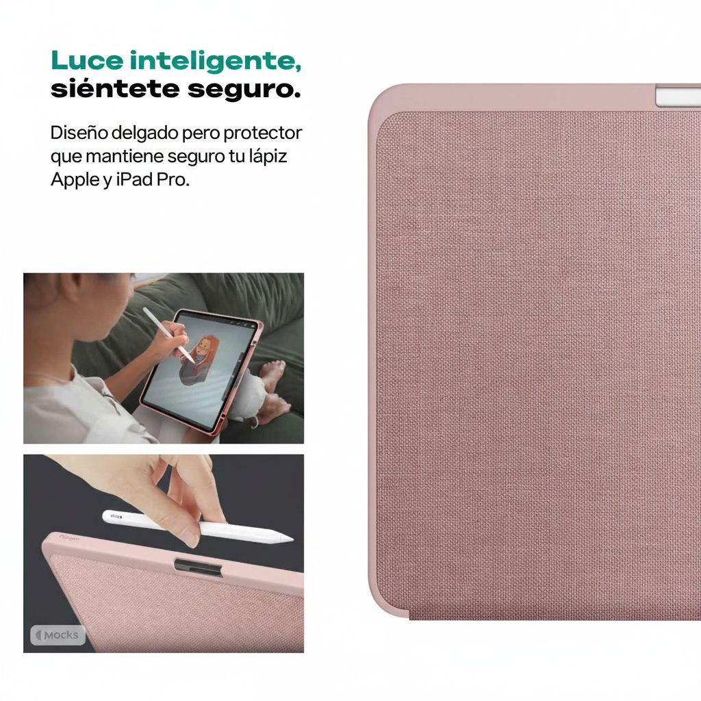 CASE IPAD PRO 11 M5 M4 SPIGEN URBAN FIT SMART PREMIUM ROSADO - 6