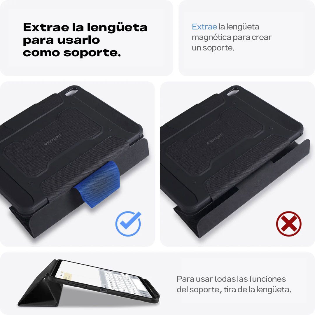 CASE IPAD AIR 13 M3 M2 SPIGEN RUGGED ARMOR PRO PREMIUM NEGRO - 5