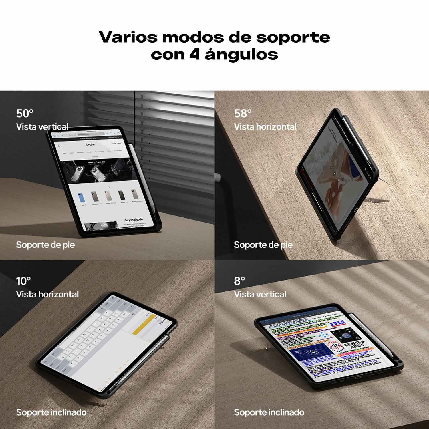 CASE IPAD AIR 11 M4 M3 RINGKE SKETCH STAND CON PARANTE BORDE NEGRO - 5