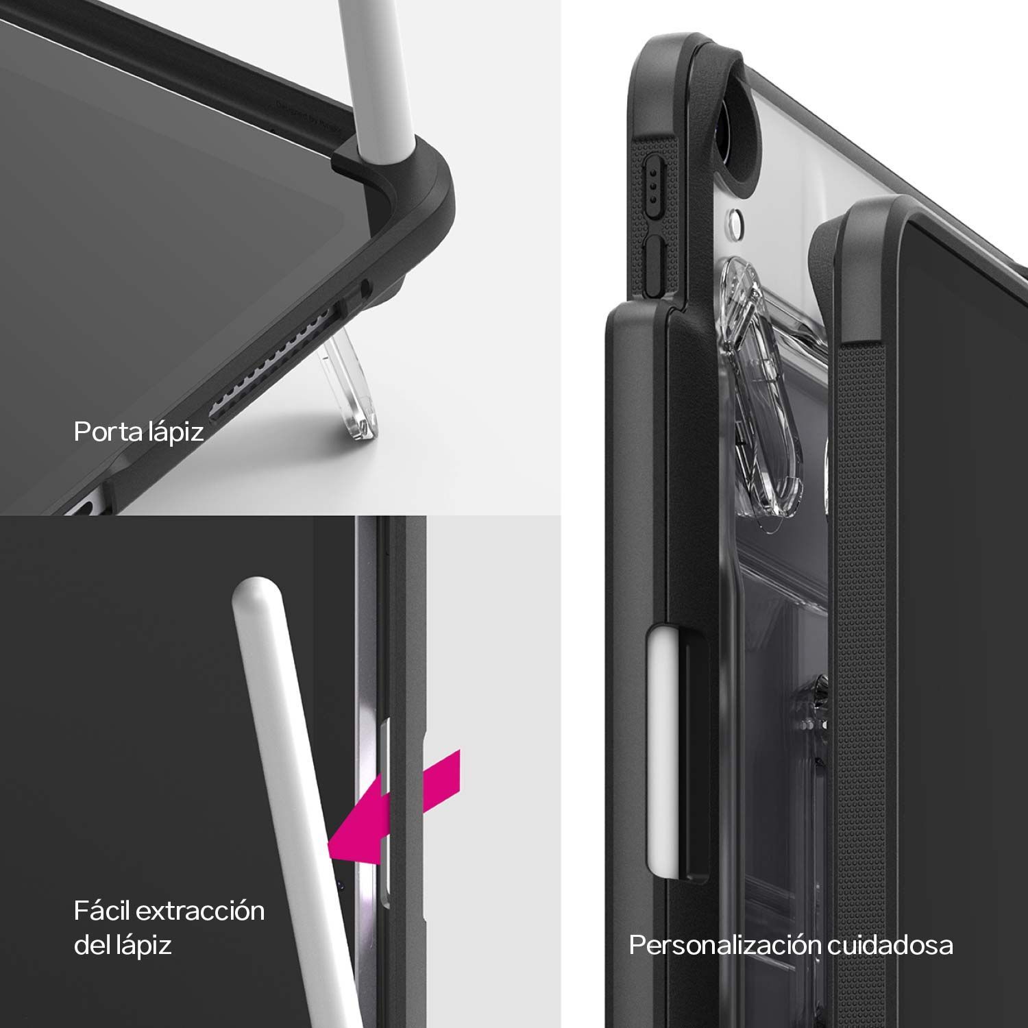 CASE IPAD AIR 11 M4 M3 RINGKE SKETCH STAND CON PARANTE BORDE NEGRO - 6