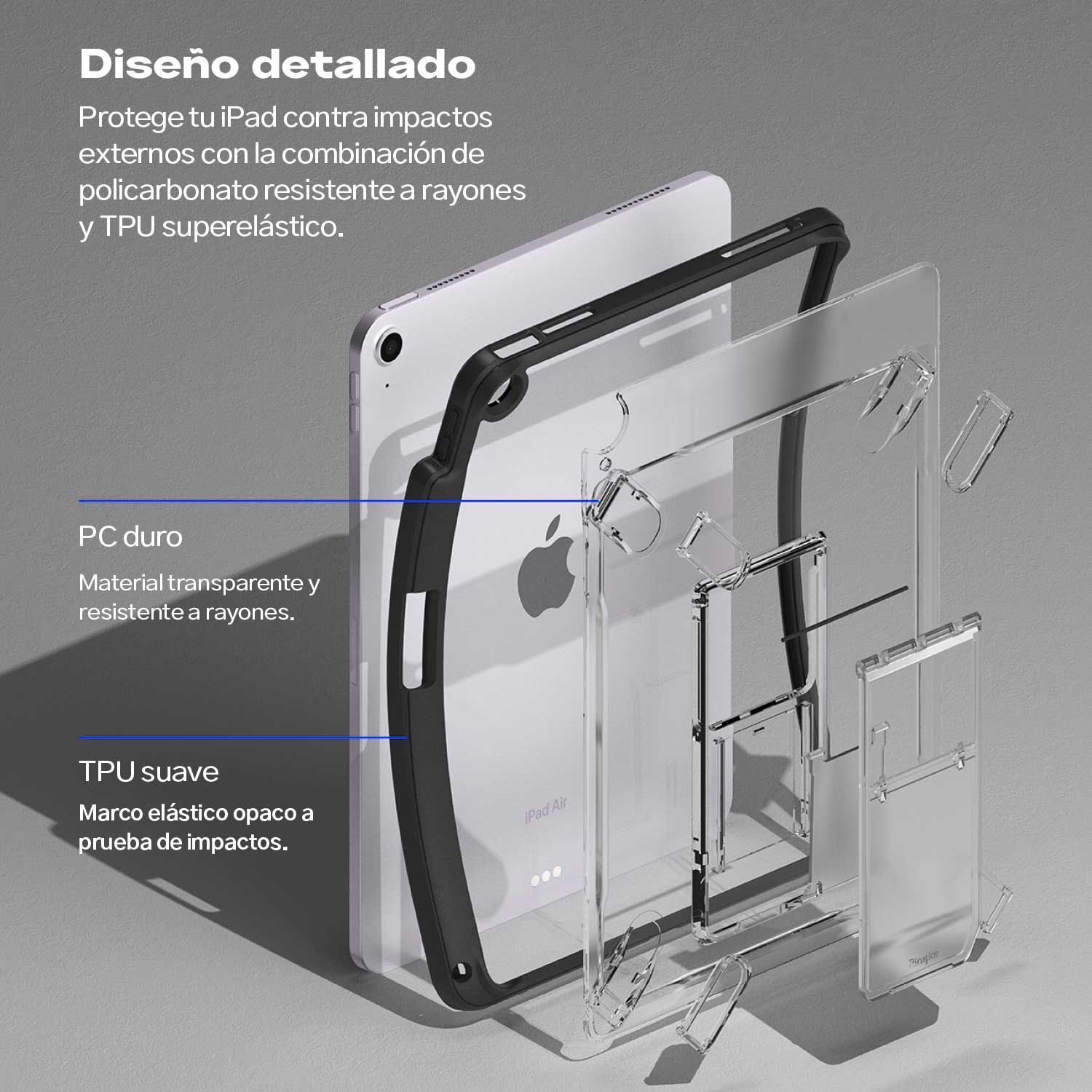 CASE IPAD AIR 11 M4 M3 RINGKE SKETCH STAND CON PARANTE BORDE NEGRO - 7