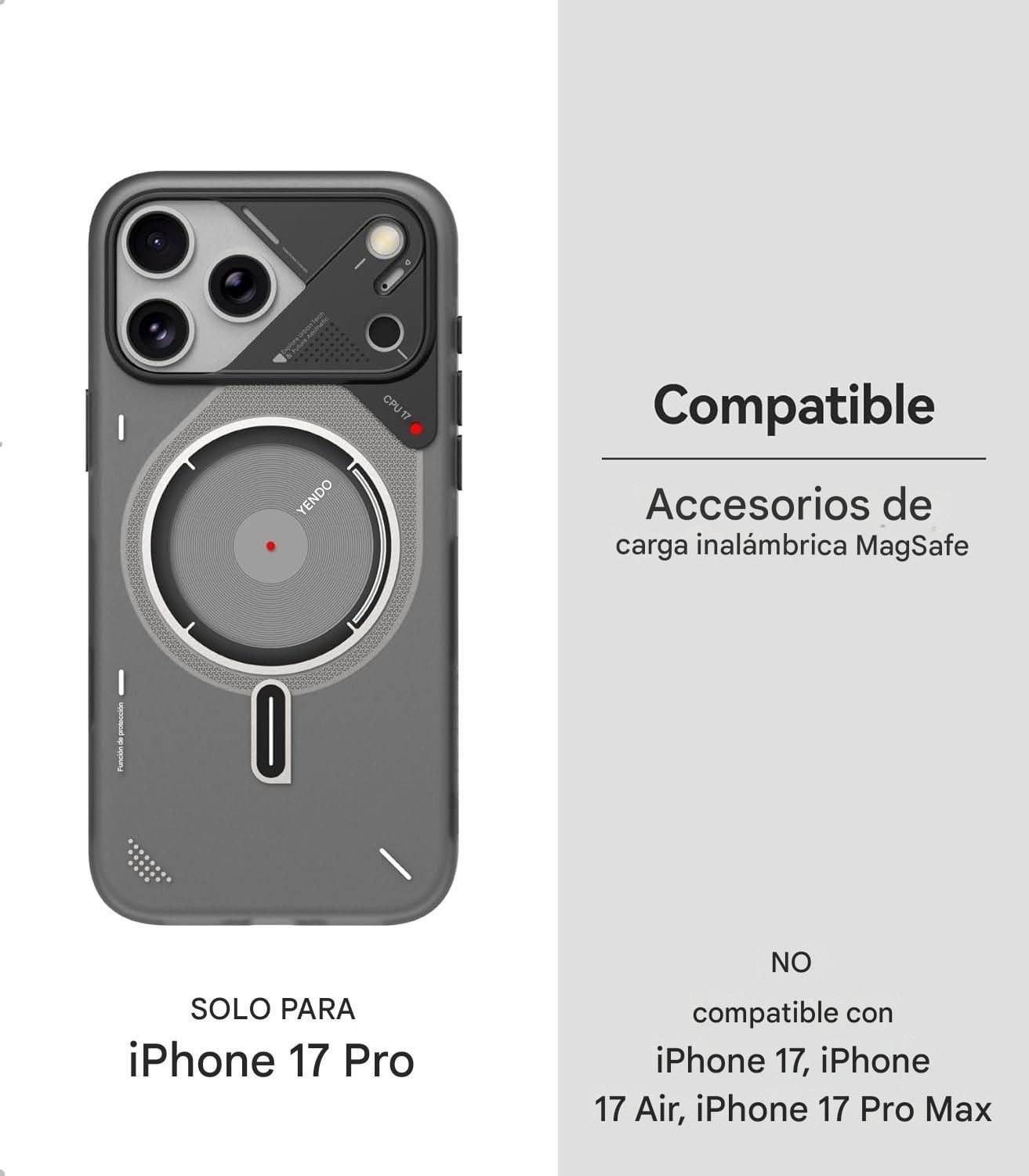CASE FUTURISTA IPHONE 17 PRO CON DISIPADOR CALOR MAGNETICO GRIS - 3