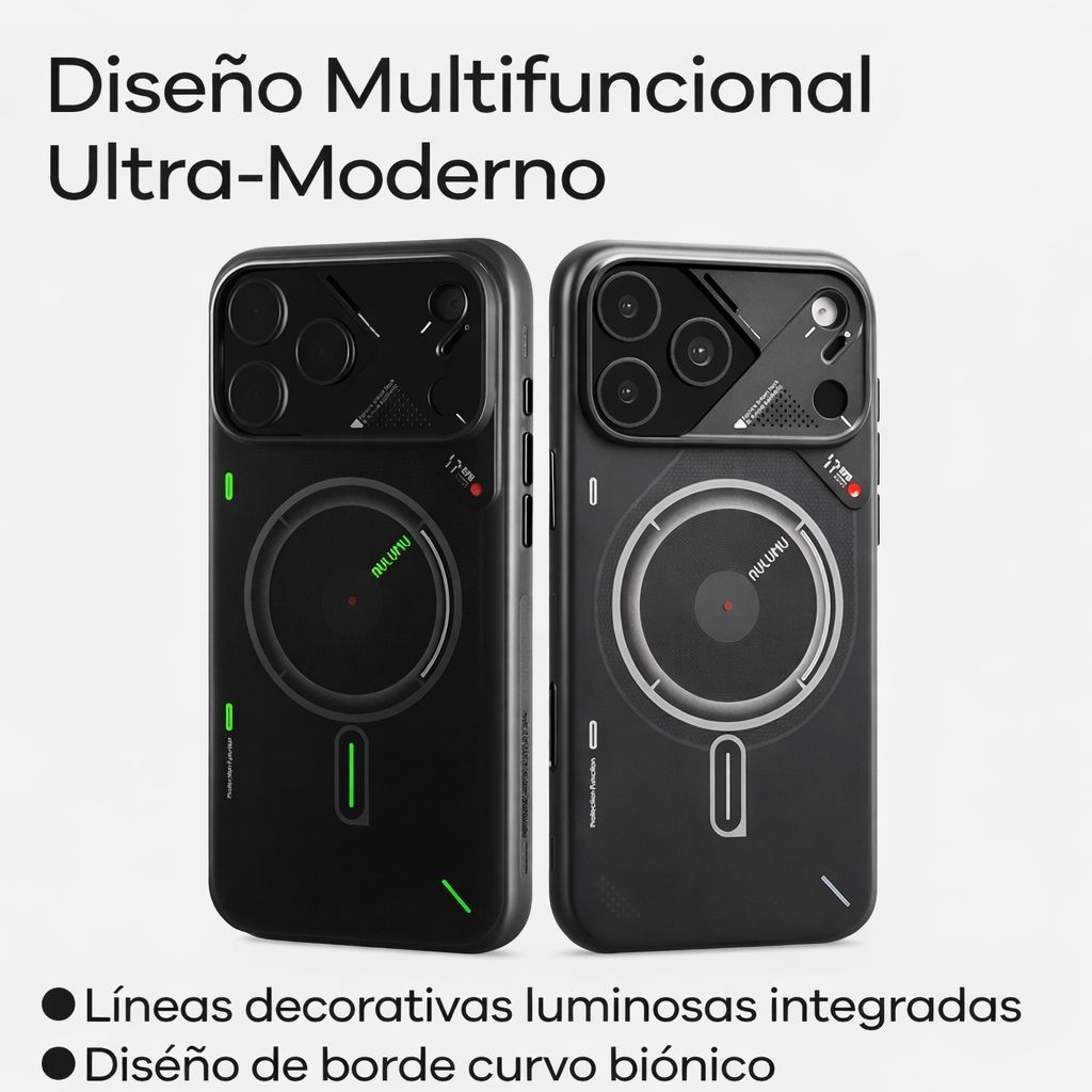 CASE FUTURISTA IPHONE 17 PRO CON DISIPADOR CALOR MAGNETICO GRIS - 4