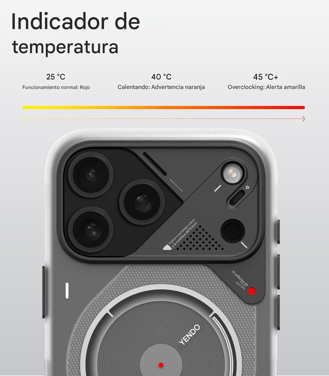 CASE FUTURISTA IPHONE 17 PRO CON DISIPADOR CALOR MAGNETICO GRIS - 5
