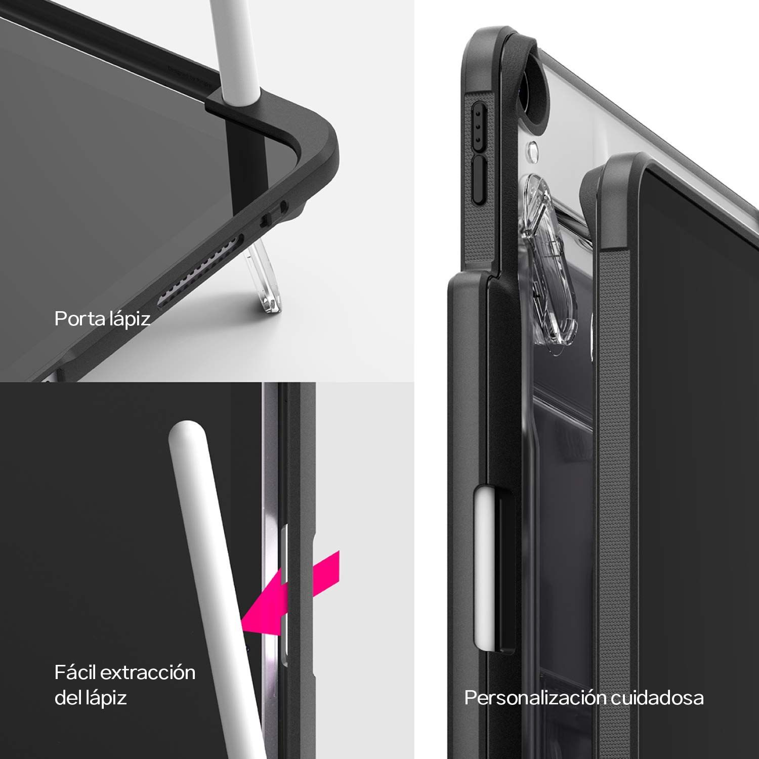 CASE IPAD AIR 13 M3 M2 RINGKE SKETCH STAND INCLUYE PARANTE TRANSPARENTE - 5
