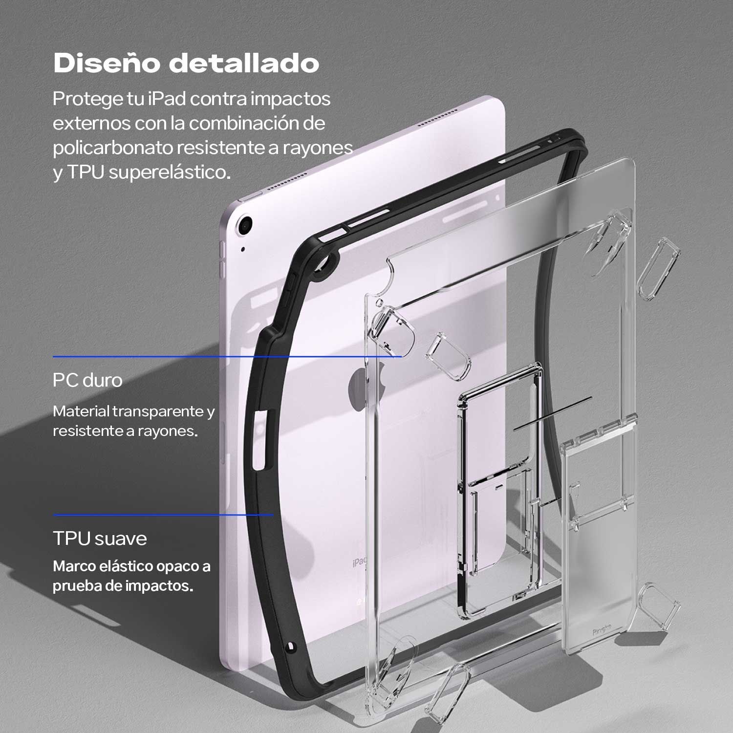 CASE IPAD AIR 13 M3 M2 RINGKE SKETCH STAND INCLUYE PARANTE TRANSPARENTE - 6