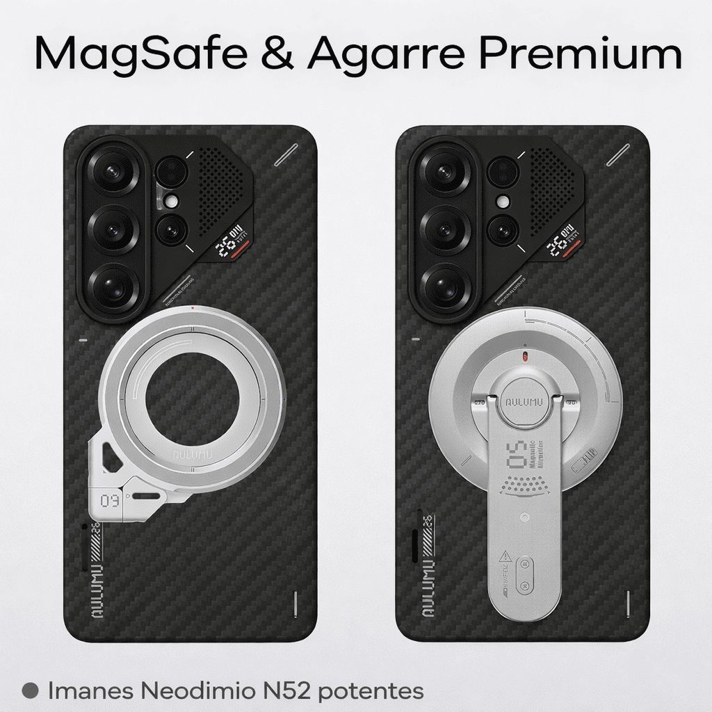 CASE GALAXY S26 ULTRA FUTURISTA FIBRA ARAMIDA DELGADO MAGSAFE NEGRO - 4