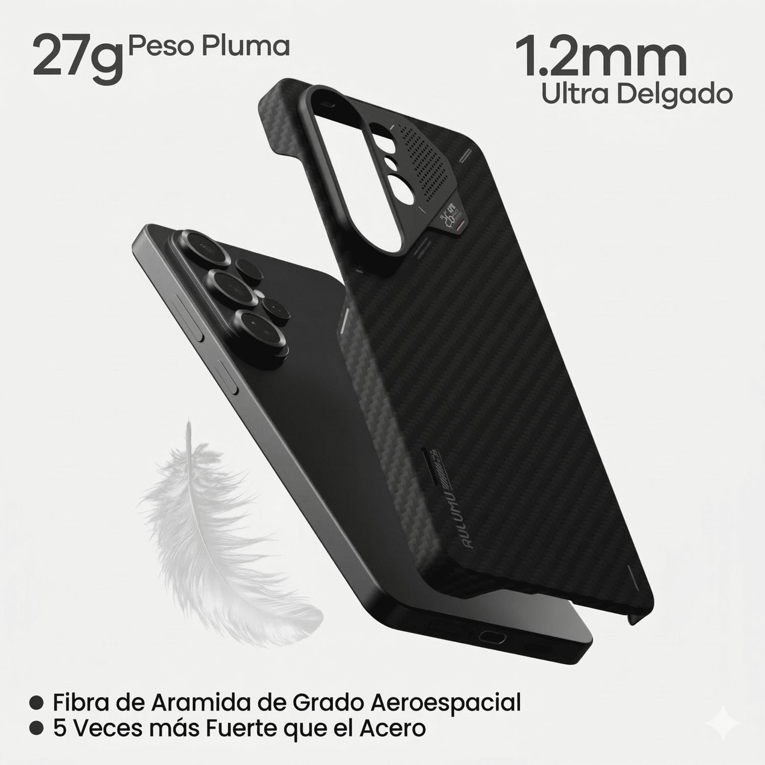 CASE GALAXY S26 ULTRA FUTURISTA FIBRA ARAMIDA DELGADO MAGSAFE NEGRO - 6