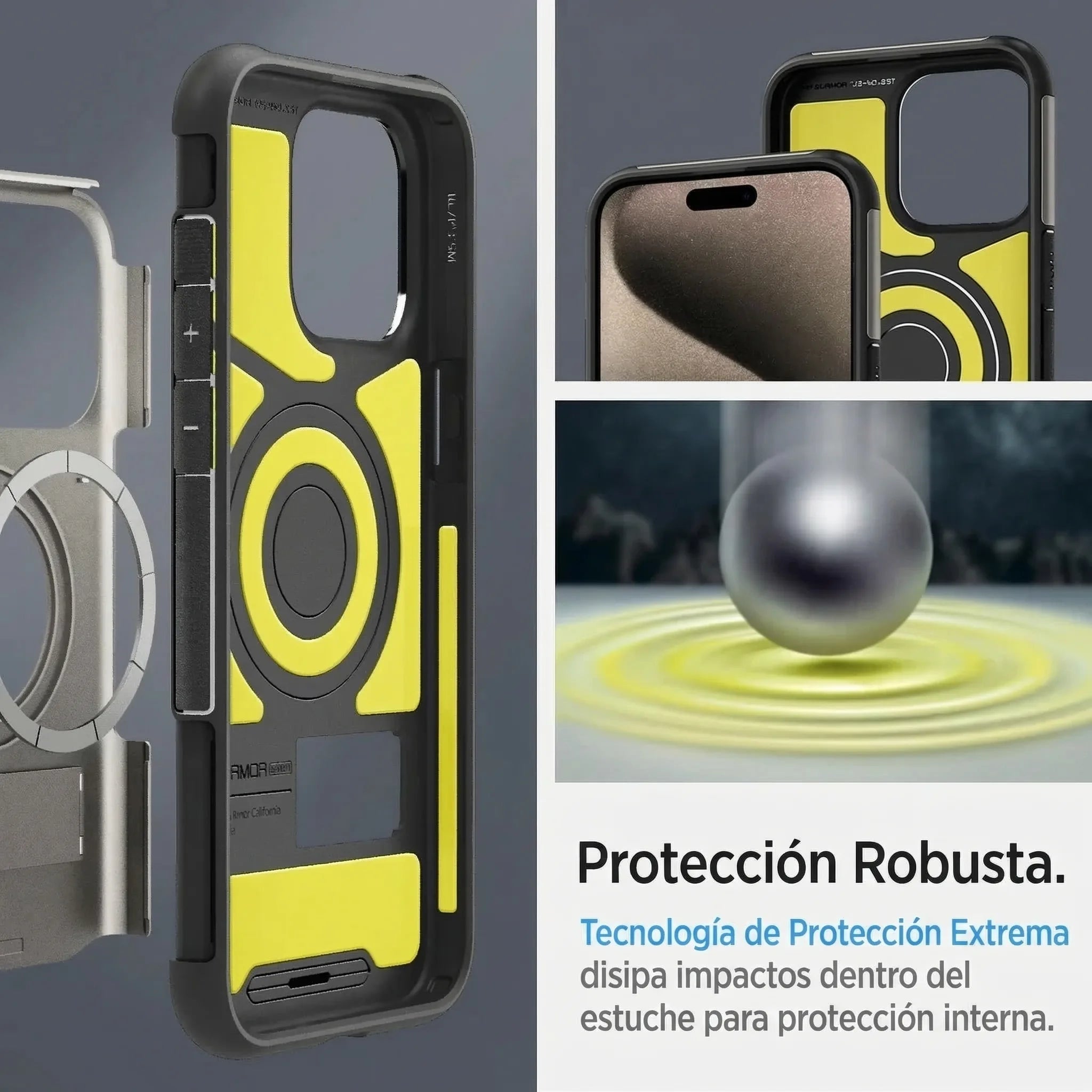 CASE SPIGEN SLIM ARMOR IPHONE 15 PRO (MAGSAFE) - GUNMENTAL - 4