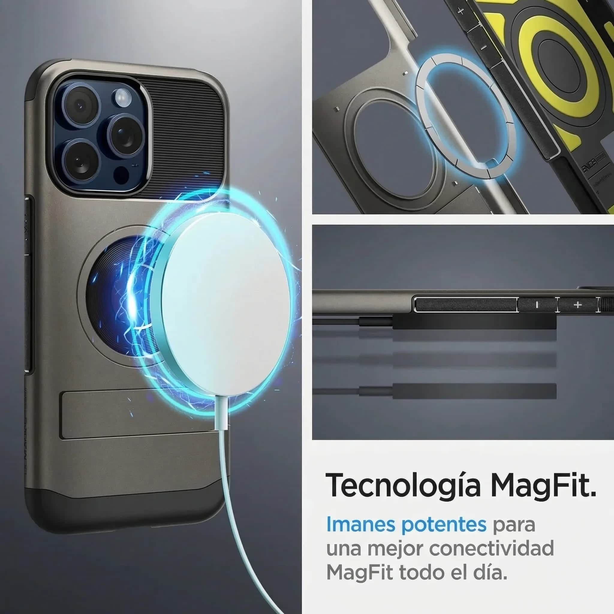 CASE SPIGEN SLIM ARMOR IPHONE 15 PRO (MAGSAFE) - GUNMENTAL - 7