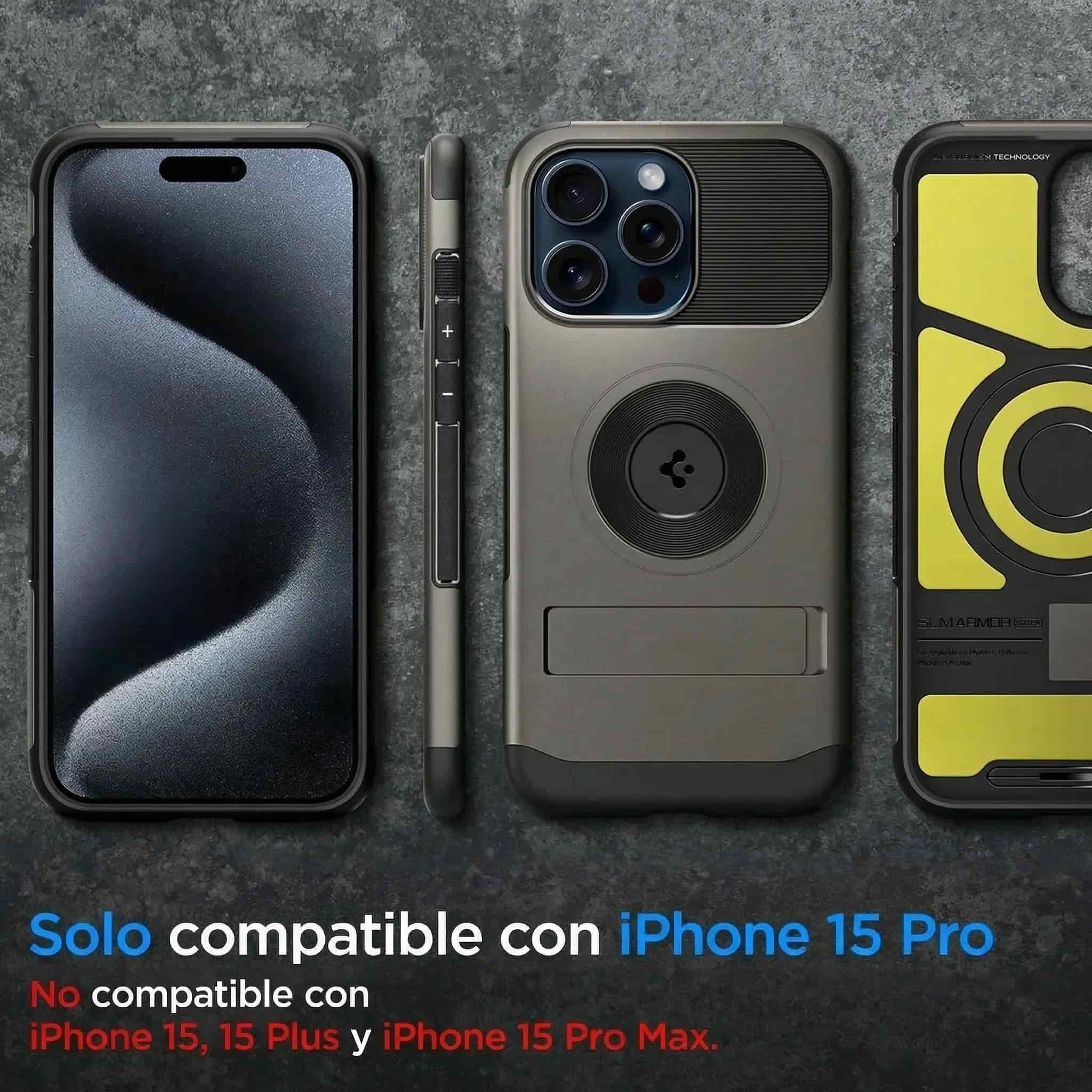 CASE SPIGEN SLIM ARMOR IPHONE 15 PRO (MAGSAFE) - GUNMENTAL - 9