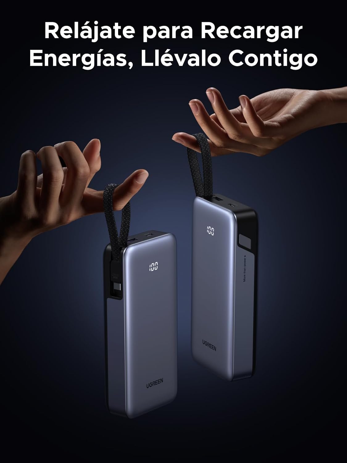 POWER BANK UGREEN NEXODE 20000MAH 45W USB-C CABLE INTEGRADO - 5