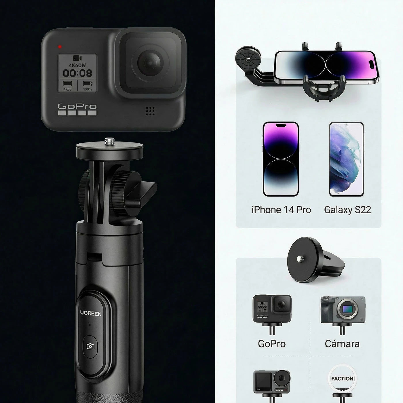 SELFIE STICK TRÍPODE BLUETOOTH UGREEN 15062 - 3