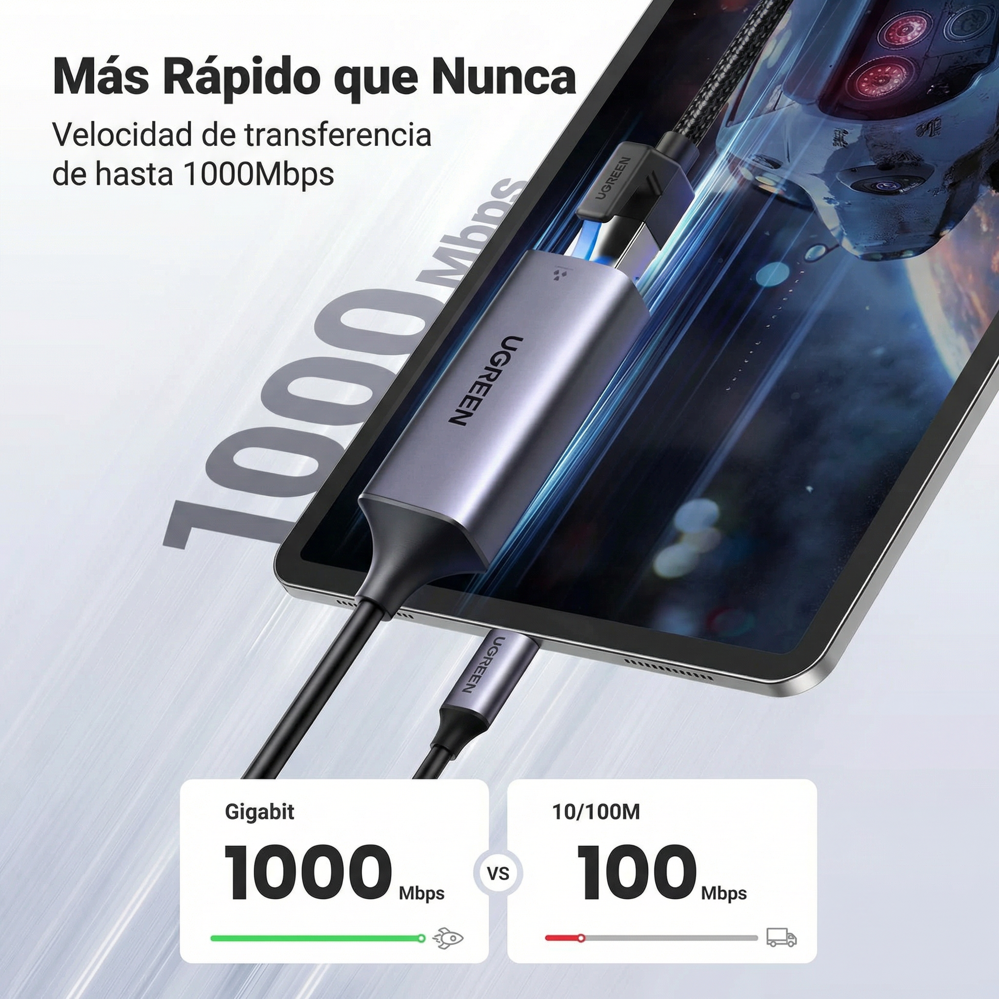 ADAPTADOR DE RED UGREEN USB-C A GIGABIT ETHERNET RJ45 50737 - 2