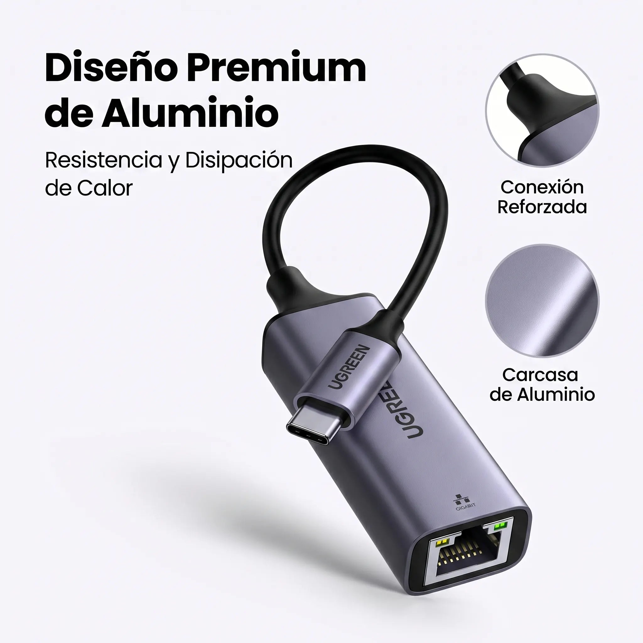 ADAPTADOR DE RED UGREEN USB-C A GIGABIT ETHERNET RJ45 CM483 40322 - 2