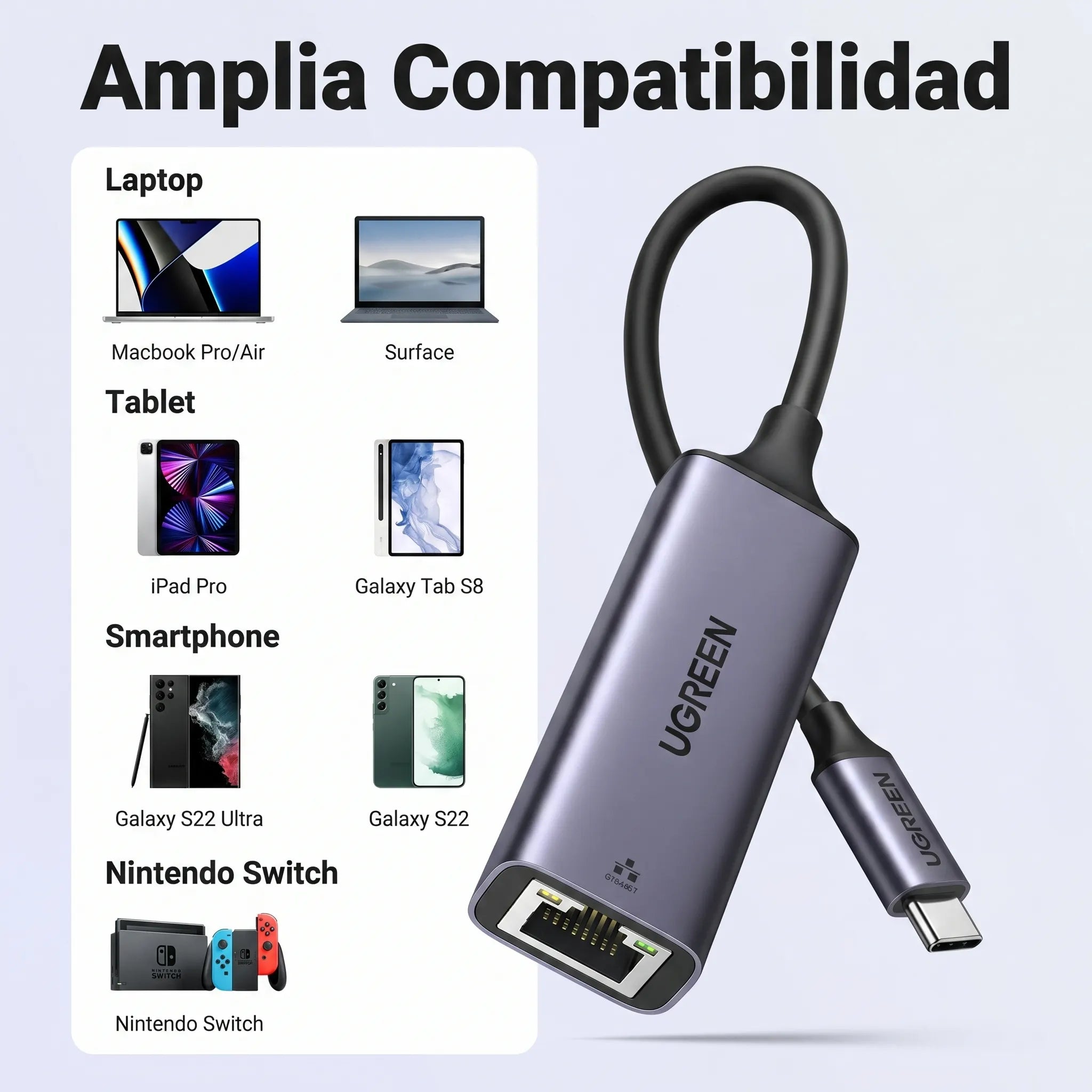 ADAPTADOR DE RED UGREEN USB-C A GIGABIT ETHERNET RJ45 CM483 40322 - 3