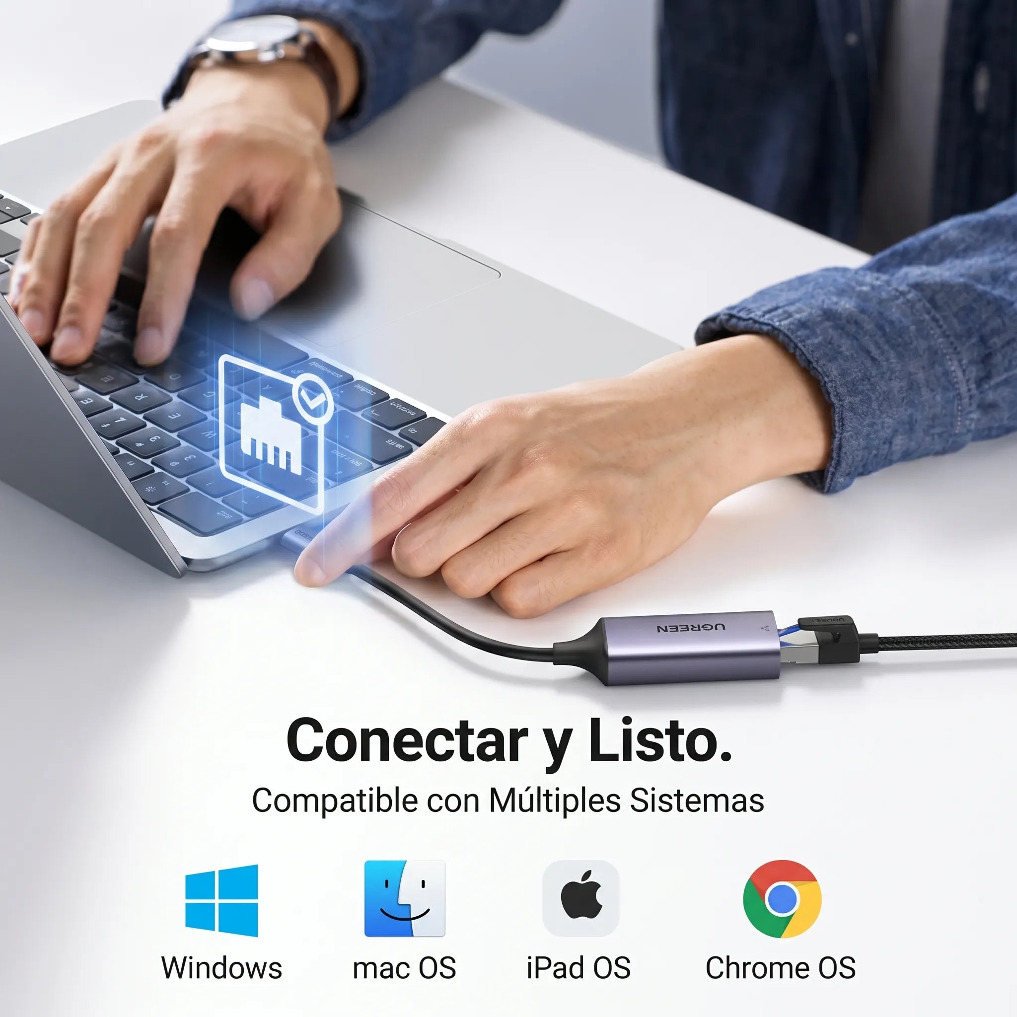 ADAPTADOR DE RED UGREEN USB-C A GIGABIT ETHERNET RJ45 CM483 40322 - 6