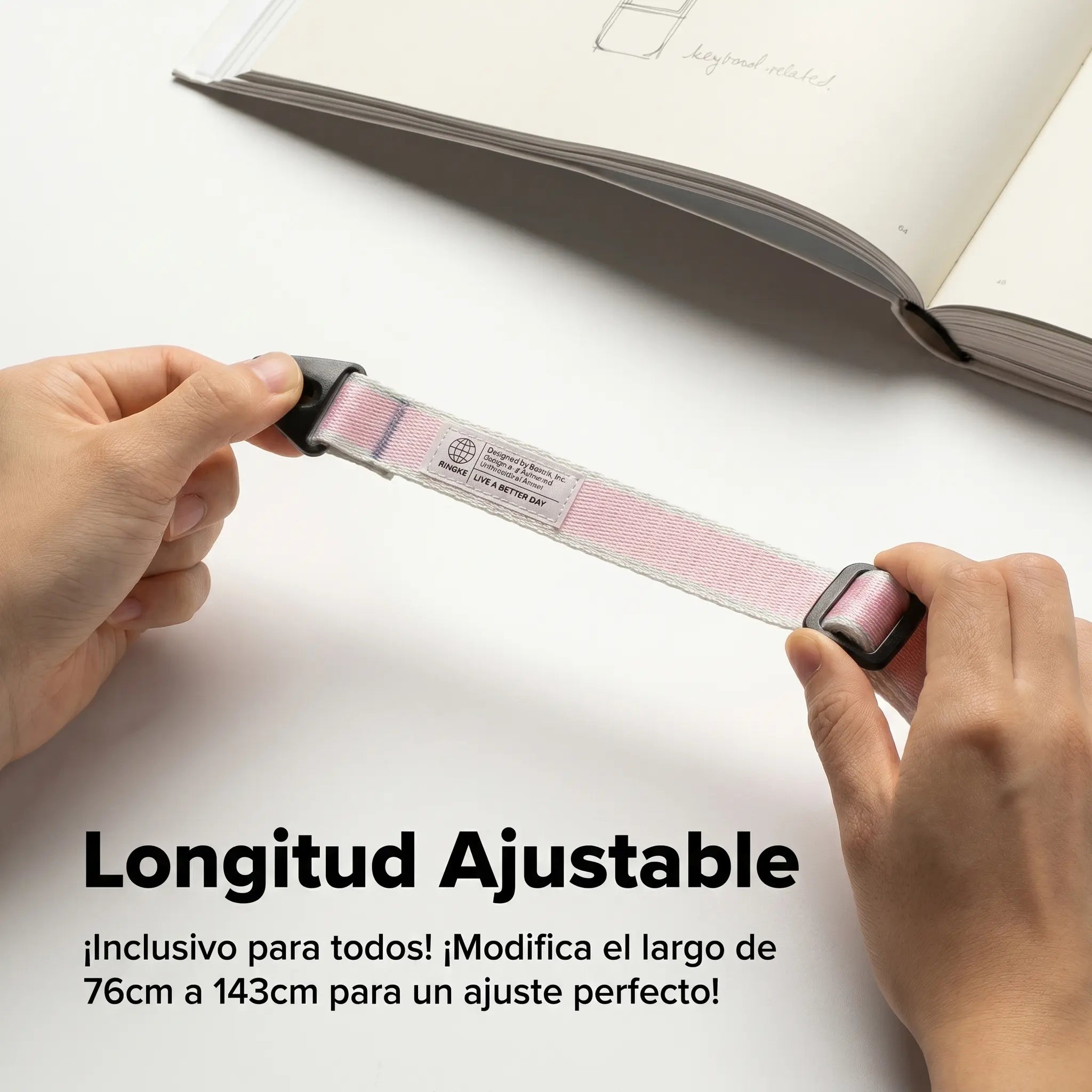 CORREA DE HOMBRO RINGKE DESIGN SHOULDER STRAP STRIPE ROSADO - 4