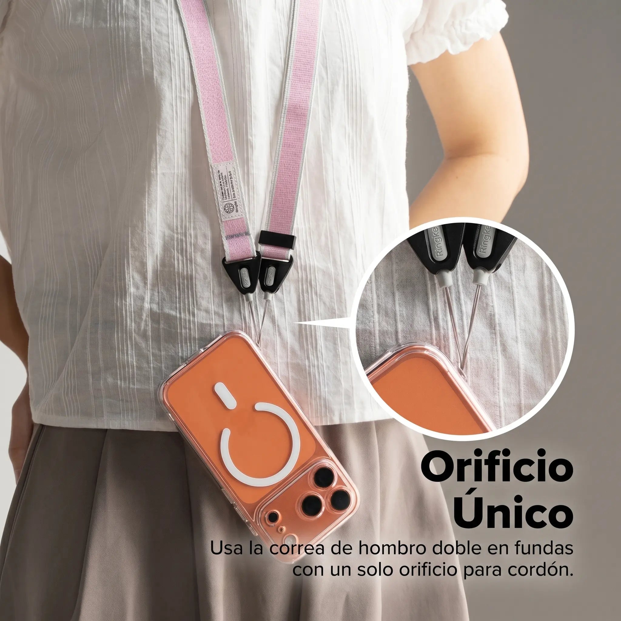 CORREA DE HOMBRO RINGKE DESIGN SHOULDER STRAP STRIPE ROSADO - 5
