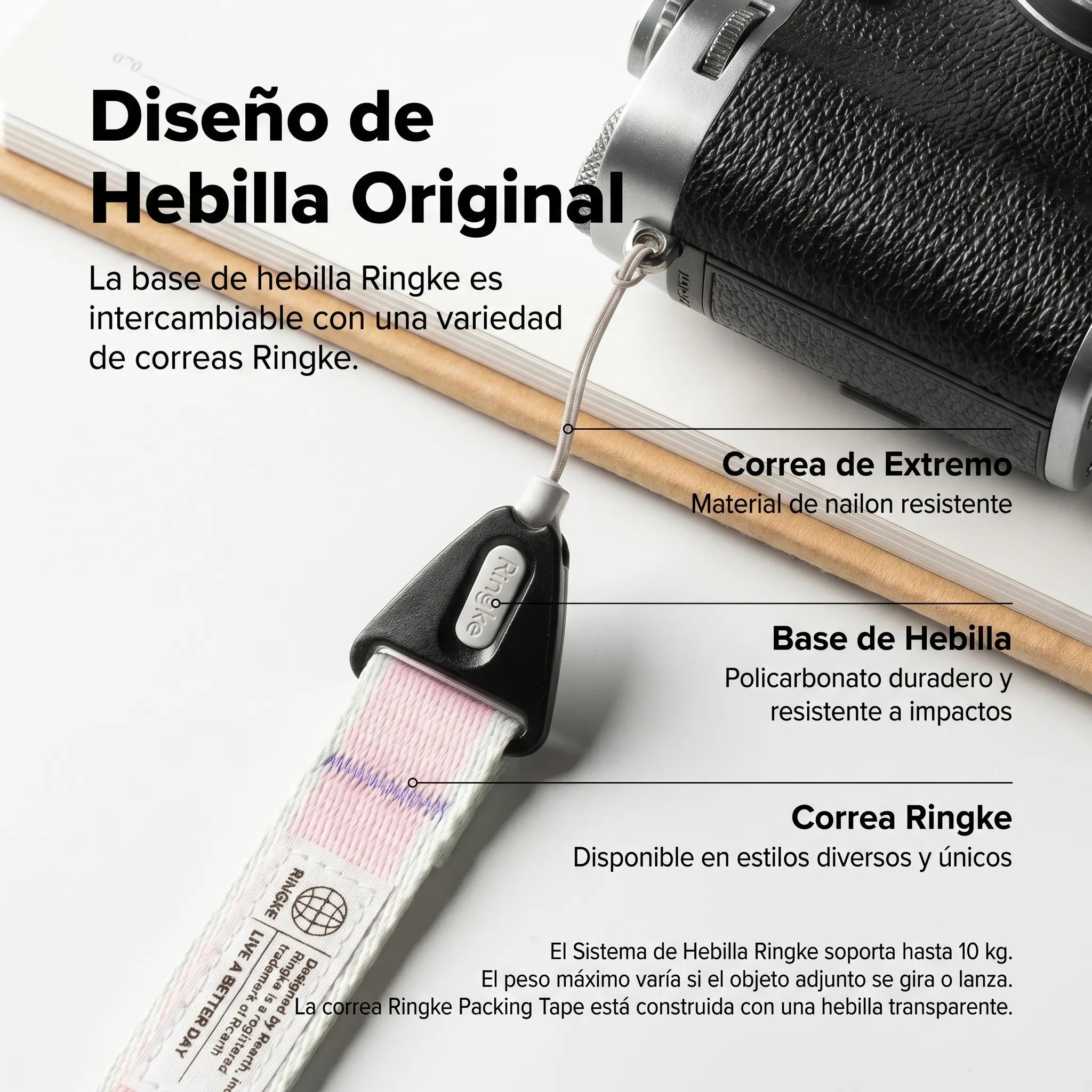 CORREA DE HOMBRO RINGKE DESIGN SHOULDER STRAP STRIPE ROSADO - 6